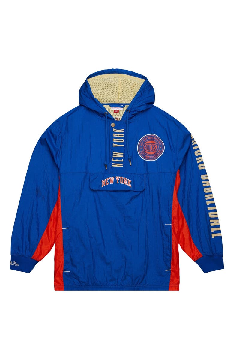 Mitchell & Ness Men's Mitchell & Ness Blue New York Knicks Big & Tall Hardwood Classics Team OG 2.0 Anorak Hoodie Quarter-Zip Windbreaker Jacket, Alternate, color, Blue
