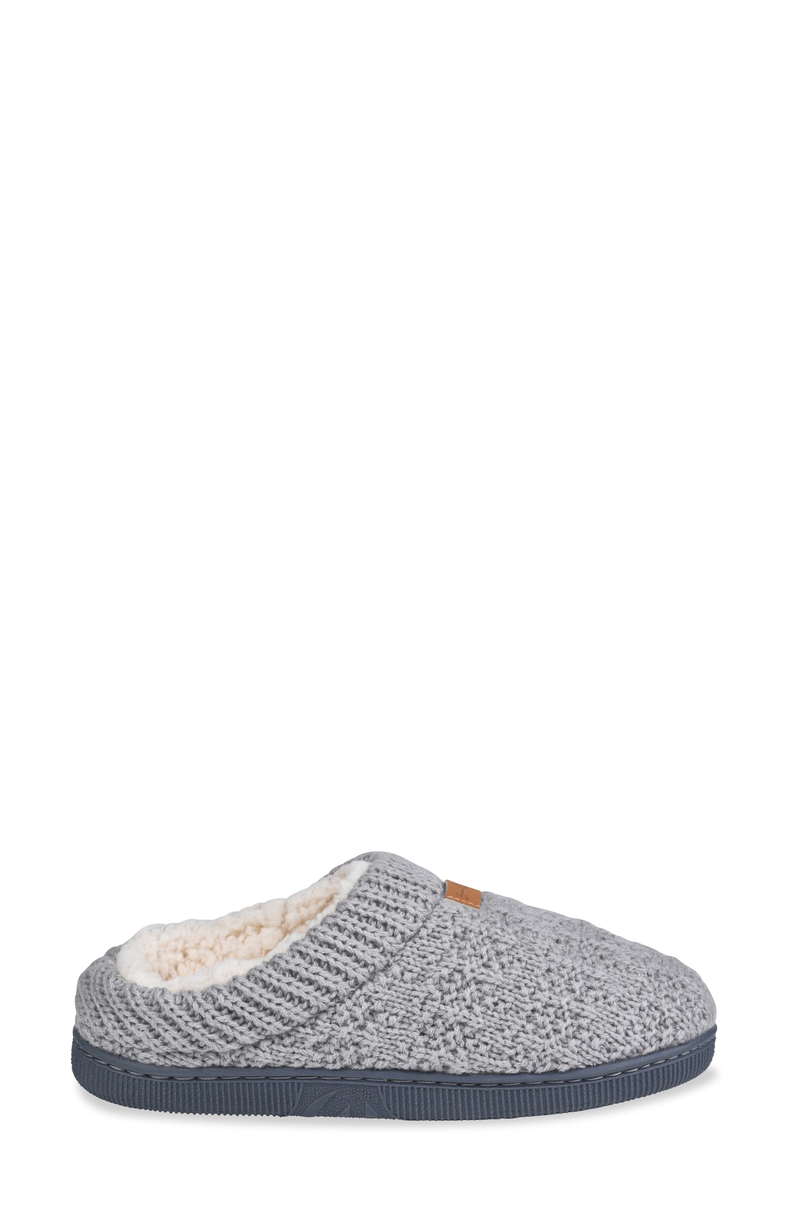 Textured Knit Faux Shearling Lined Slipper, Alternate, color, GREY