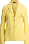 Lauren Ralph Lauren Logo Patch Slim Fit Stretch Cotton Blazer