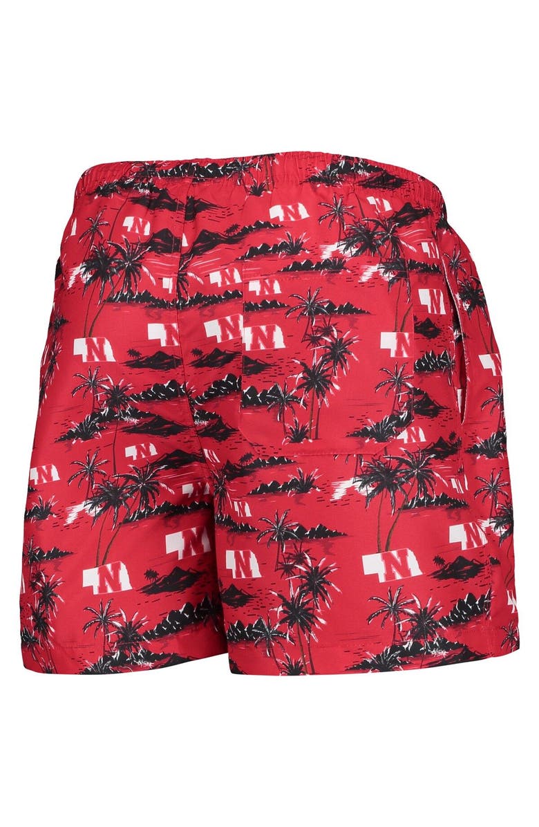 FOCO Men's FOCO Scarlet Nebraska Huskers Island Palm Swim Trunks, Alternate, color, Scarlet