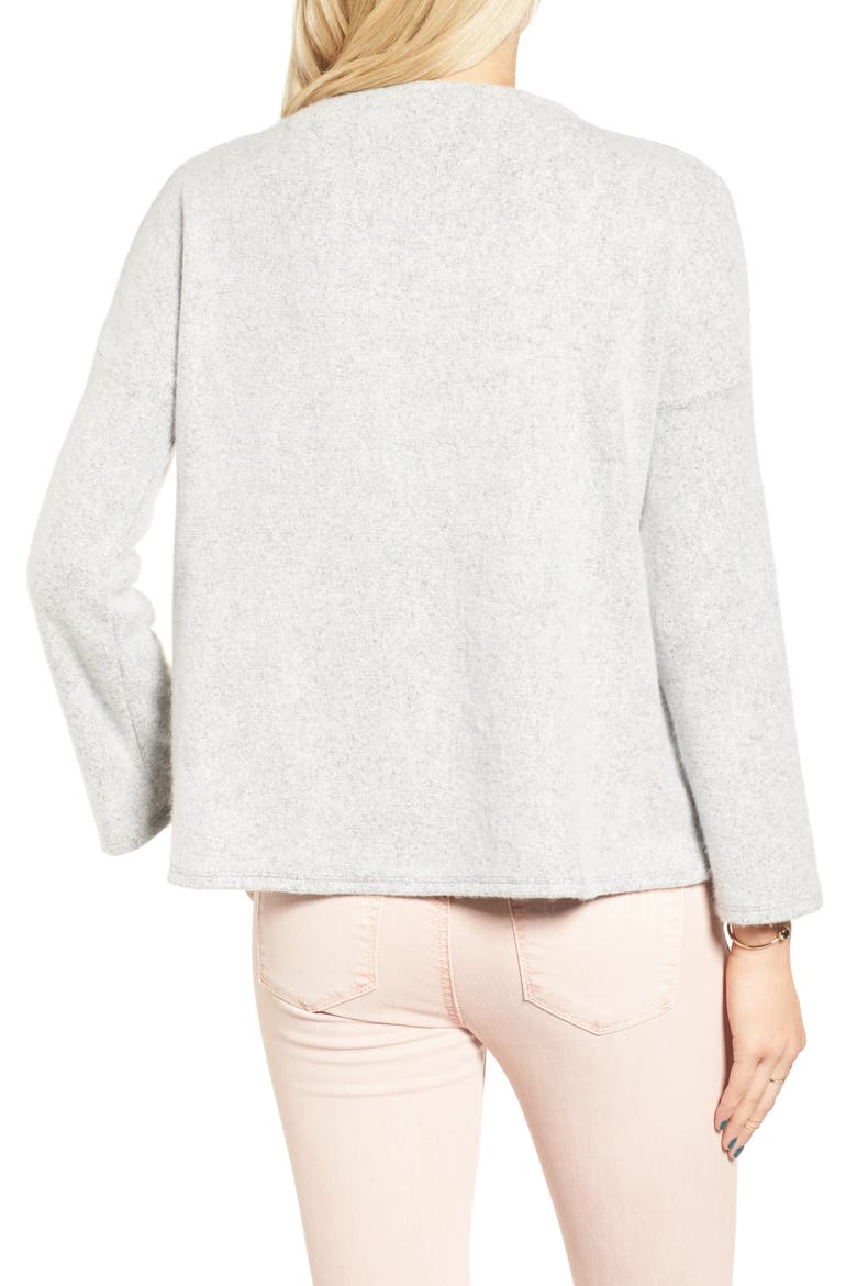 Fuzzy Knit Pullover, Main, color, GREY MEDIUM HEATHER