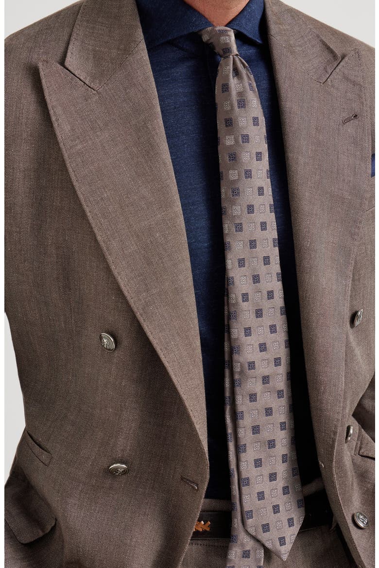 Silk tie with squares pattern, Alternate, color, Brown