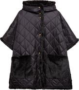 Moncler Quilted Faux Fur Trim Cape