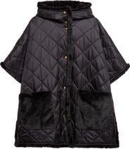 Moncler Quilted Faux Fur Trim Cape