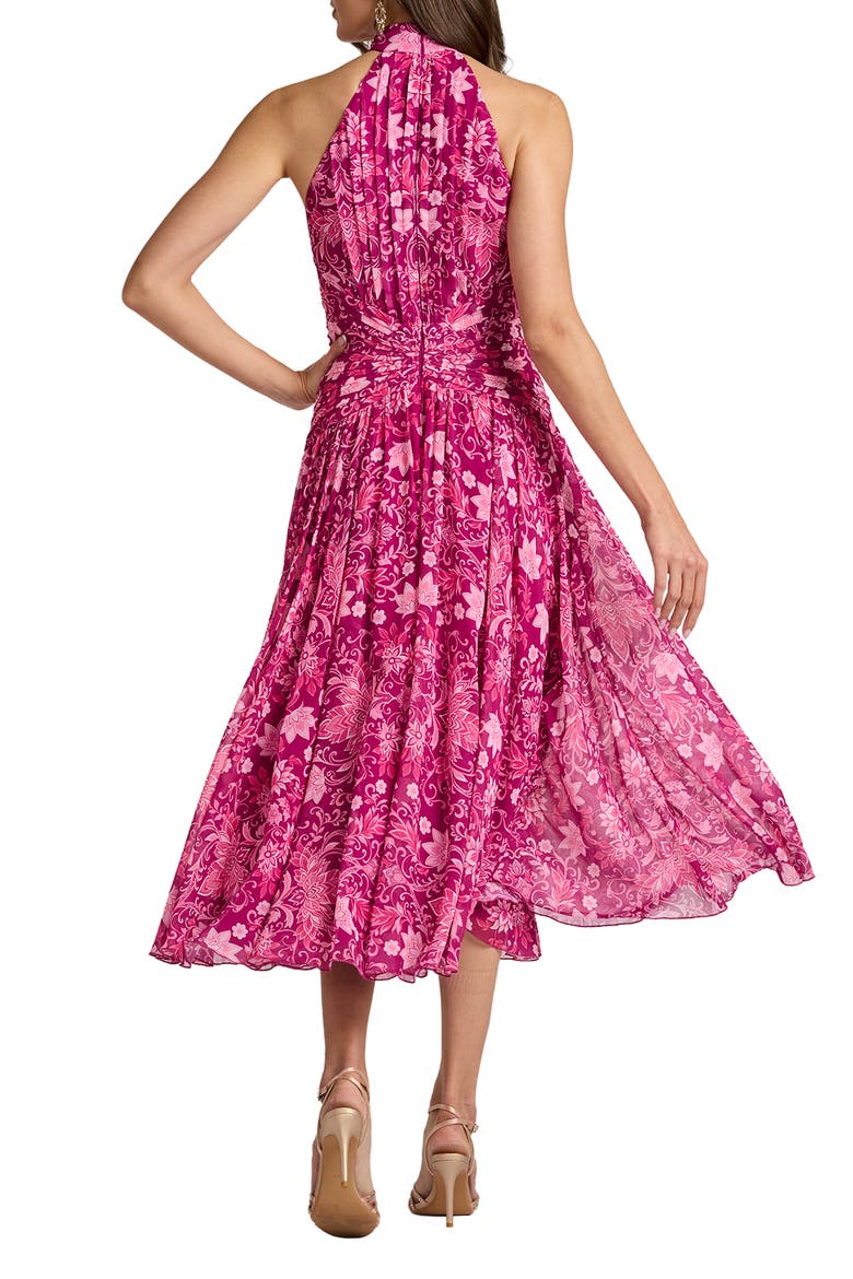 Sleeveless A-Line Midi Dress, Alternate, color, MAGENTA/ MULTI