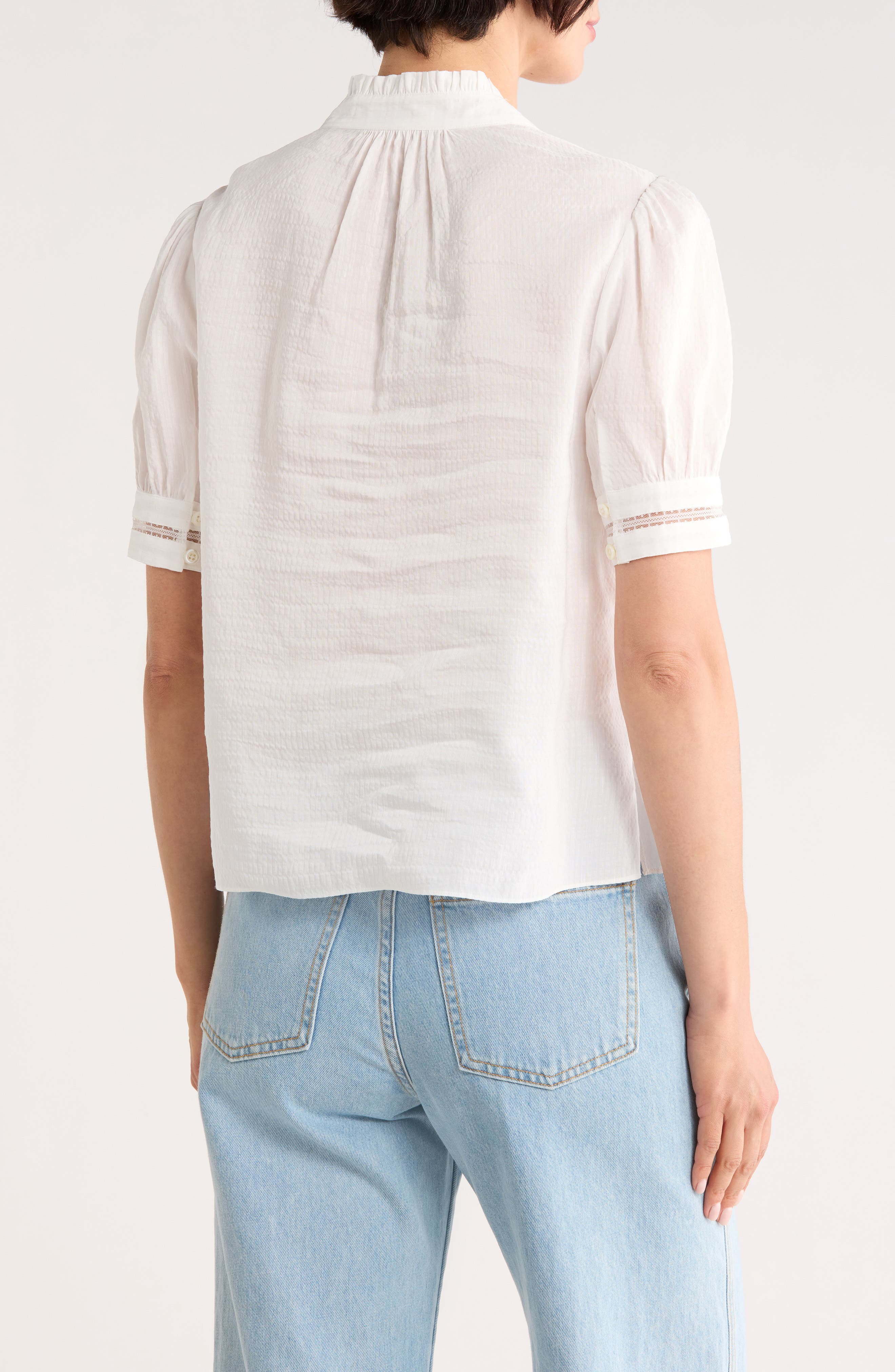 Ruffle Collar Inset Lace Top - image 2