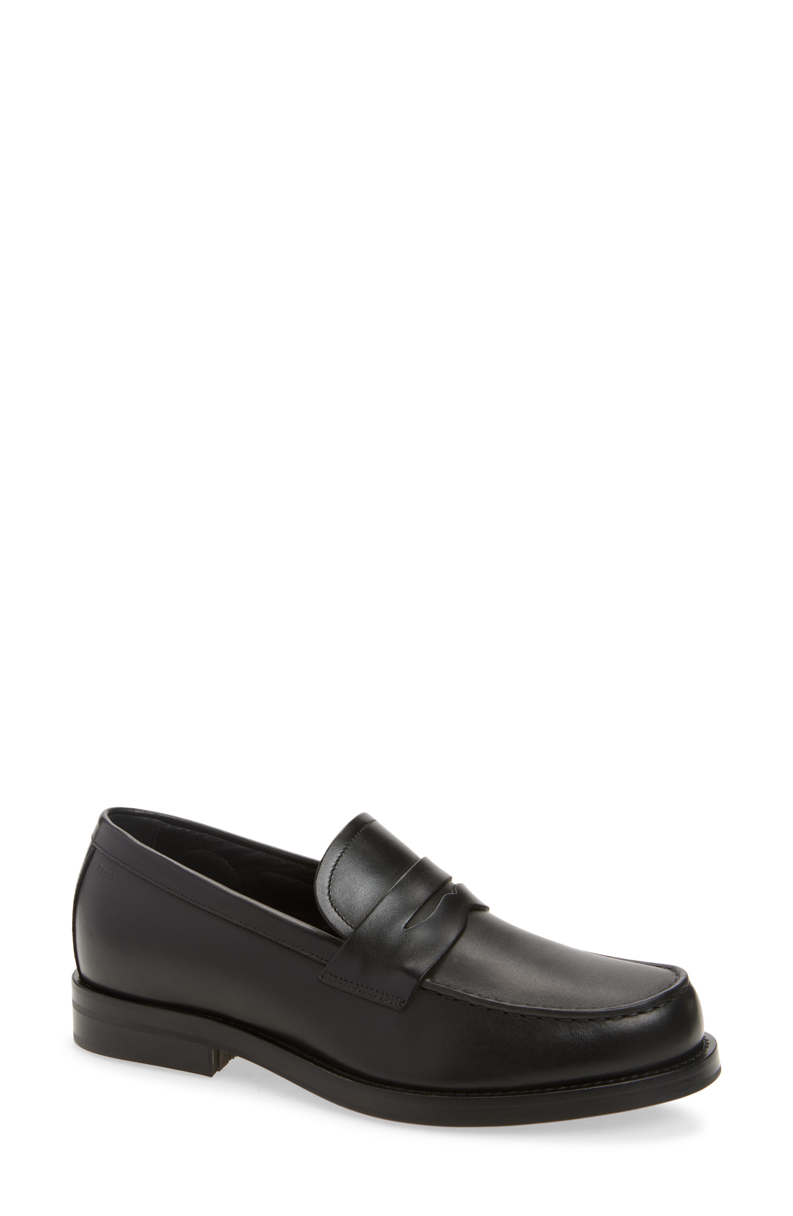BOSS Dresletic Leather Penny Loafer, Main, color, Black