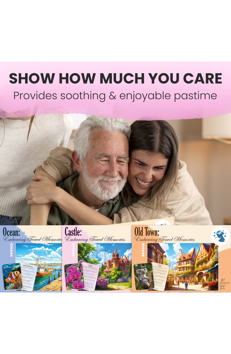 Quokka 100-Piece Cognitive Activity Puzzles - Large Piece Jigsaw Puzzle Set for Seniors, Alternate, color, Travel Memories