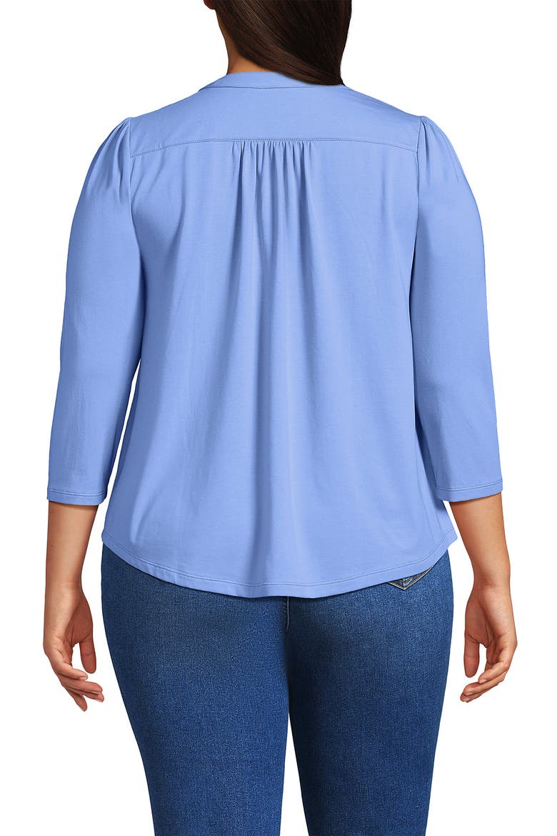 Plus Size 3/4 Sleeve Lightweight Jersey Embellished Top, Alternate, color, Clear Blue Sky