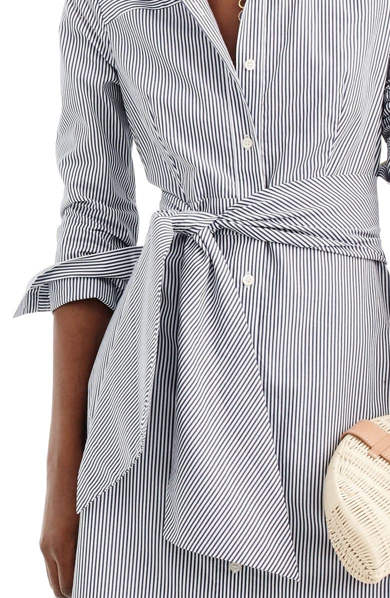 J.Crew Stripe Tie-Waist Shirtdress, Alternate, color,