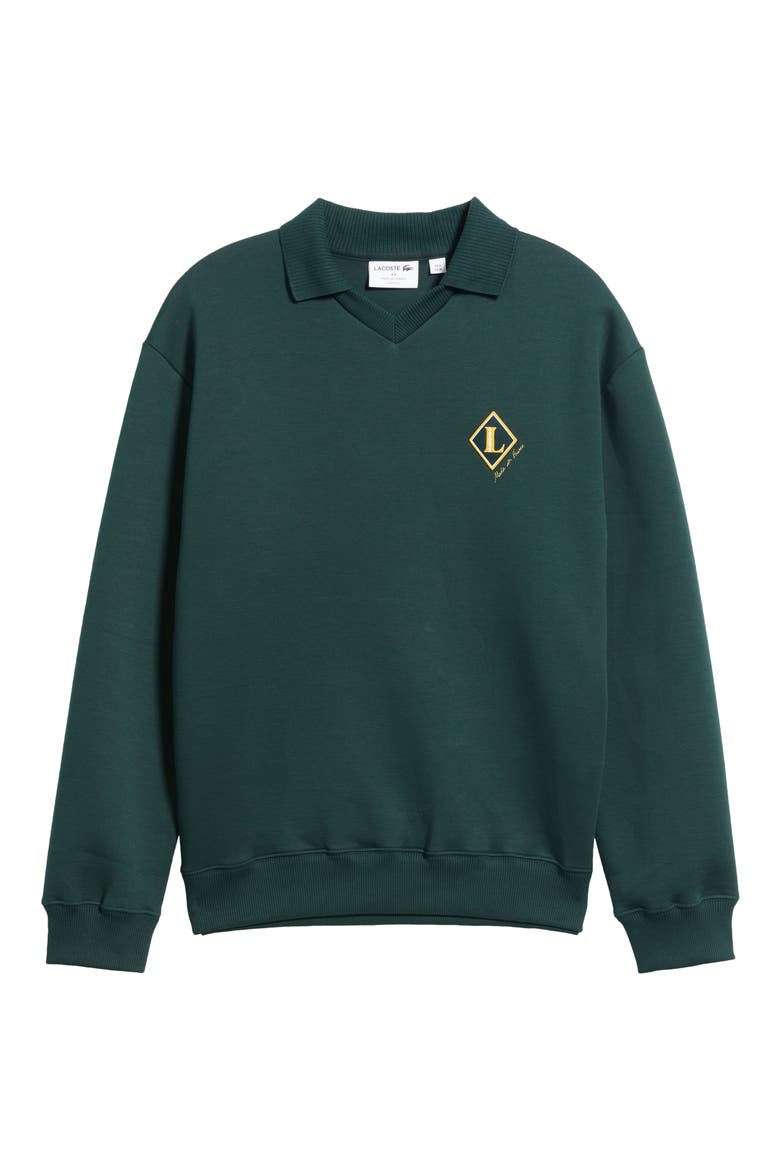 Made in France Badge Accent Johnny Collar Polo Sweatshirt, Main, color, SINOPLE