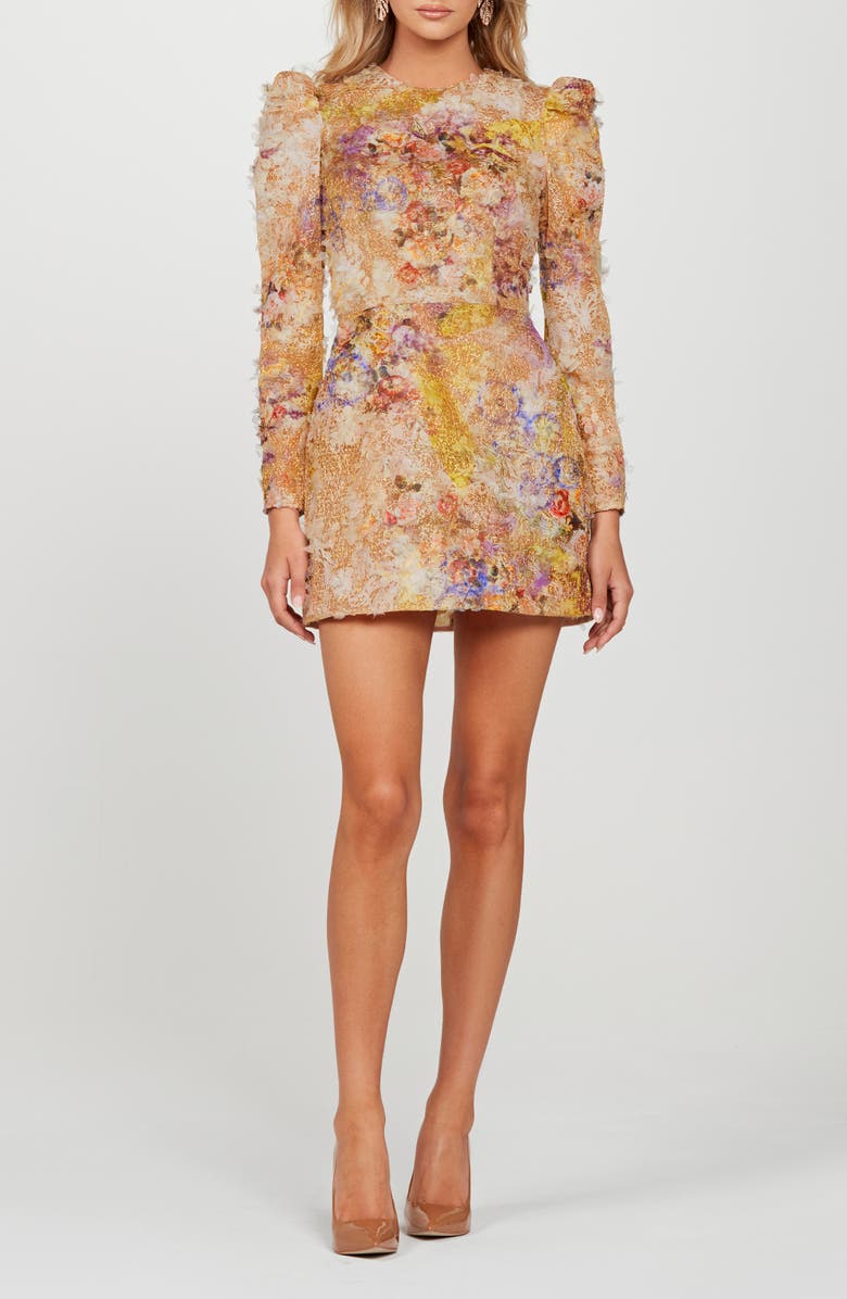 HELSI Irina Appliqué Long Sleeve Cocktail Minidress, Main, color,