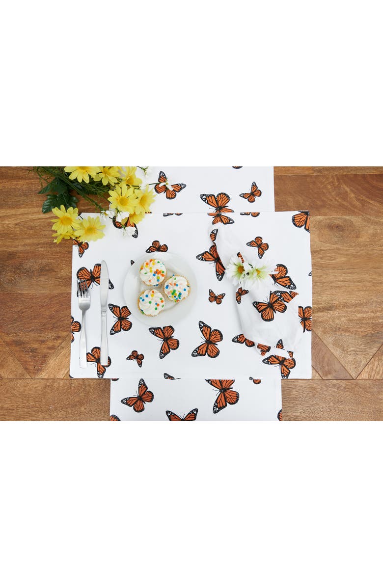 C&F Home Monarch Butterfly Placemat, Set of 6, 14" x 20", Alternate, color, Orange