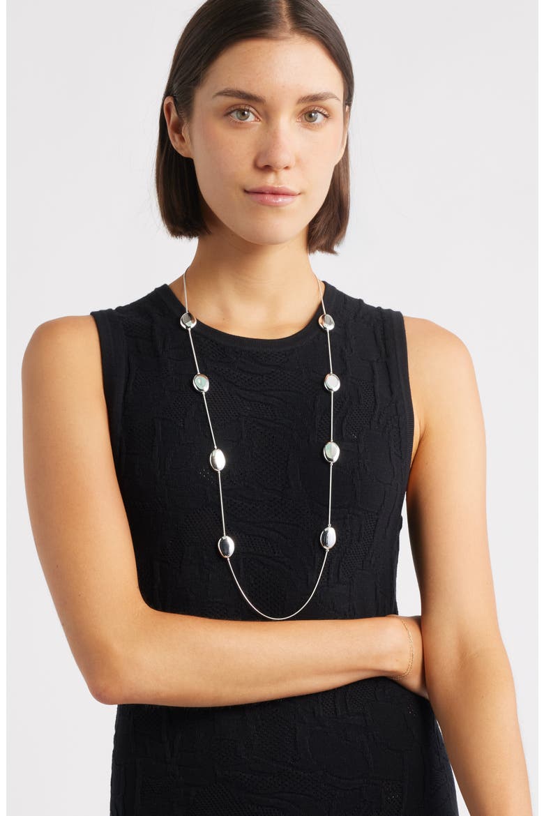 Pebble Station Long Necklace, Alternate, color, SILVER