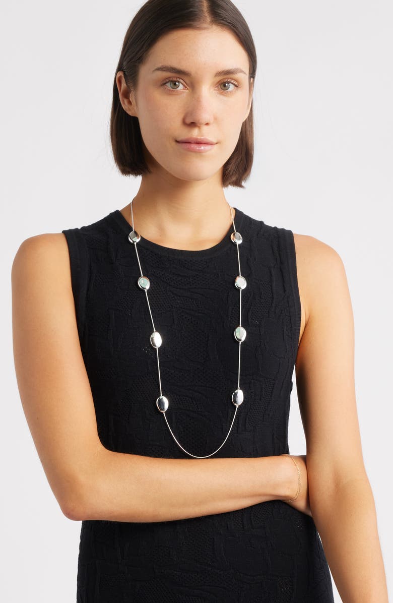 Nordstrom Pebble Station Long Necklace, Alternate, color, Silver