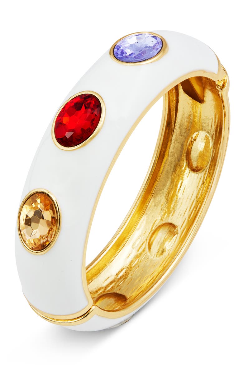 Enamel & Cubic Zirconia Bangle, Main, color, WHITE