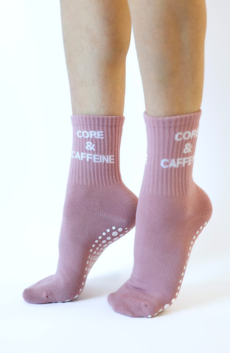 Pilates University 1883 Martha's Vineyard Nonslip Grip Crew Socks, Alternate, color, Hydrangea Blue/ White/ Blush