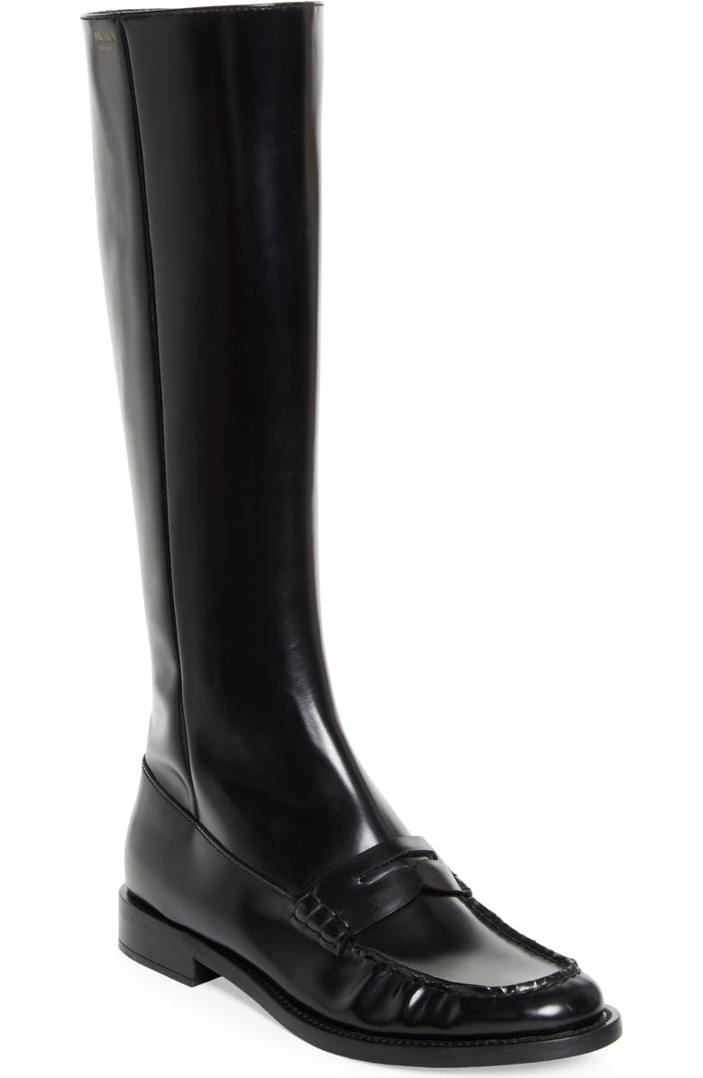 Prada Knee High Loafer Boot, Main, color,