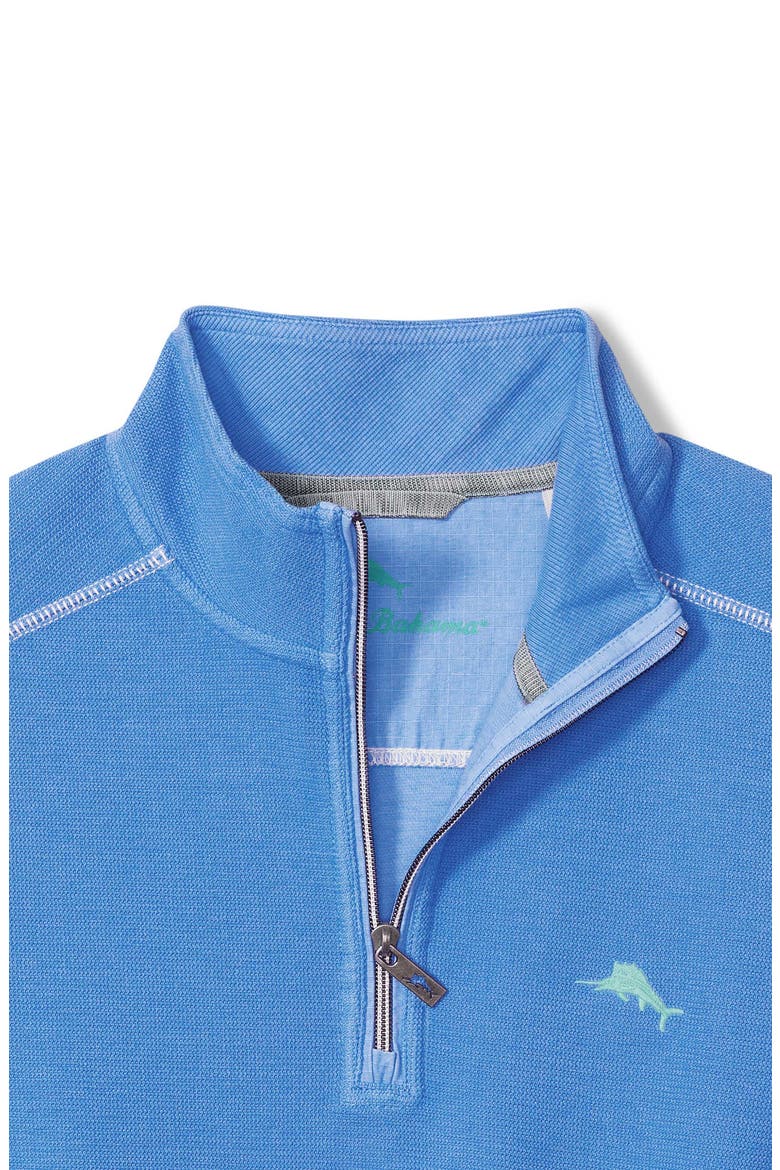 Montego Bay Textured Cotton & Lyocell Half Zip Pullover, Alternate, color, MED BLUEBERRY