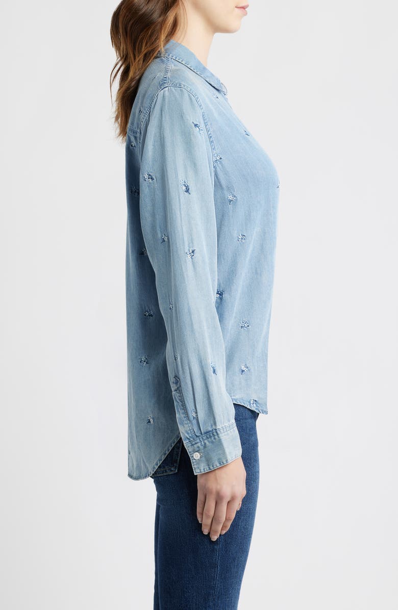 Rails Ingrid Floral Embroidered Chambray Button-Up Shirt, Alternate, color, Blue Blossoms