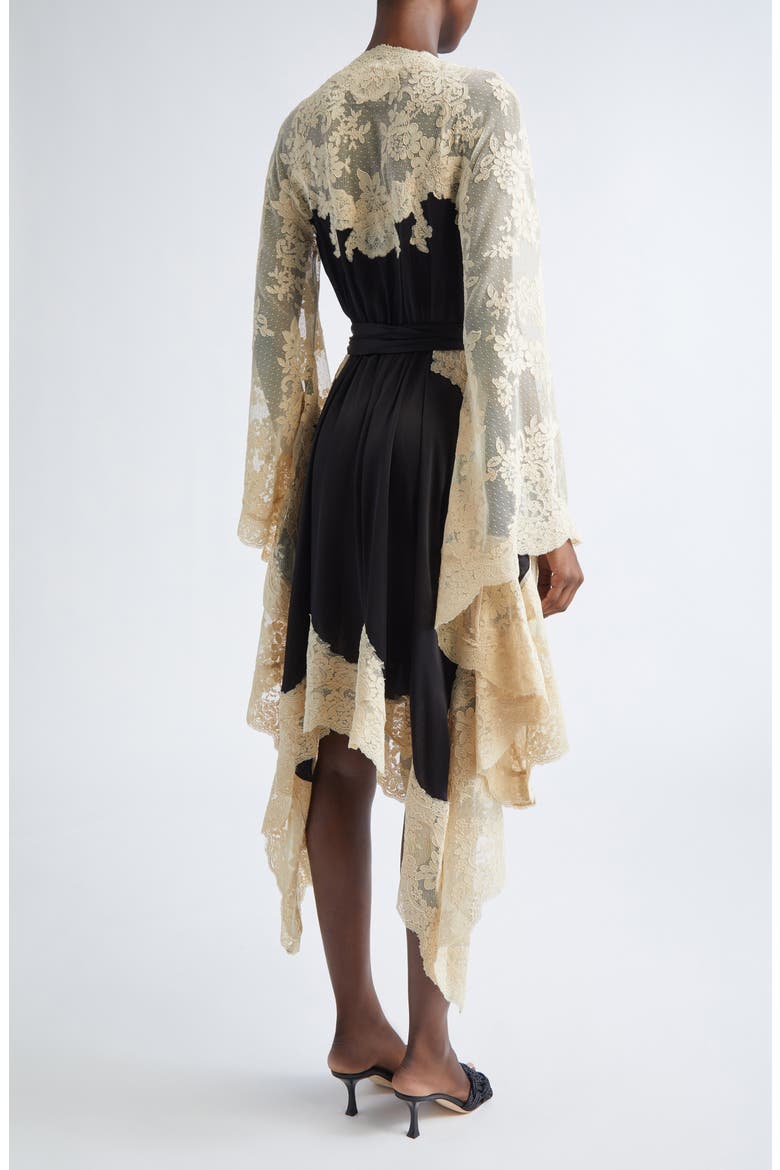 zimmermann hypnotic satin wrap dress Hypnotic Long Sleeve Satin & Lace Wrap Dress (Women)
