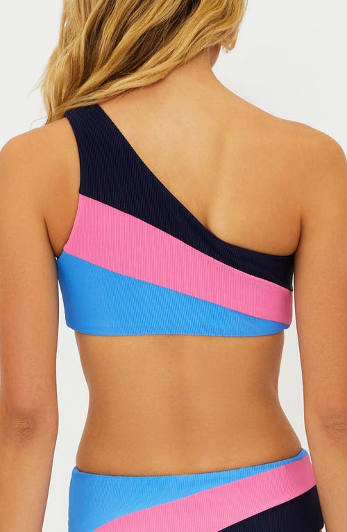 Beach Riot Nina Rib Colorblock One-shoulder Bikini Top In Multi