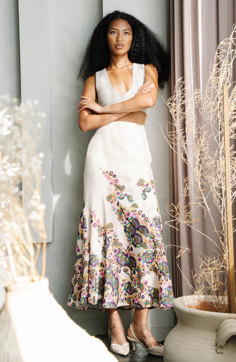 CIEBON Riley Floral Maxi Skirt, Alternate, color, Cream Multi