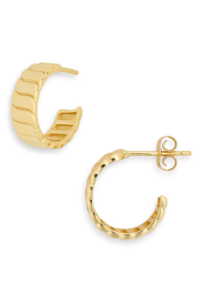 Ribbed Hoop Earrings, Main, color, GOLD