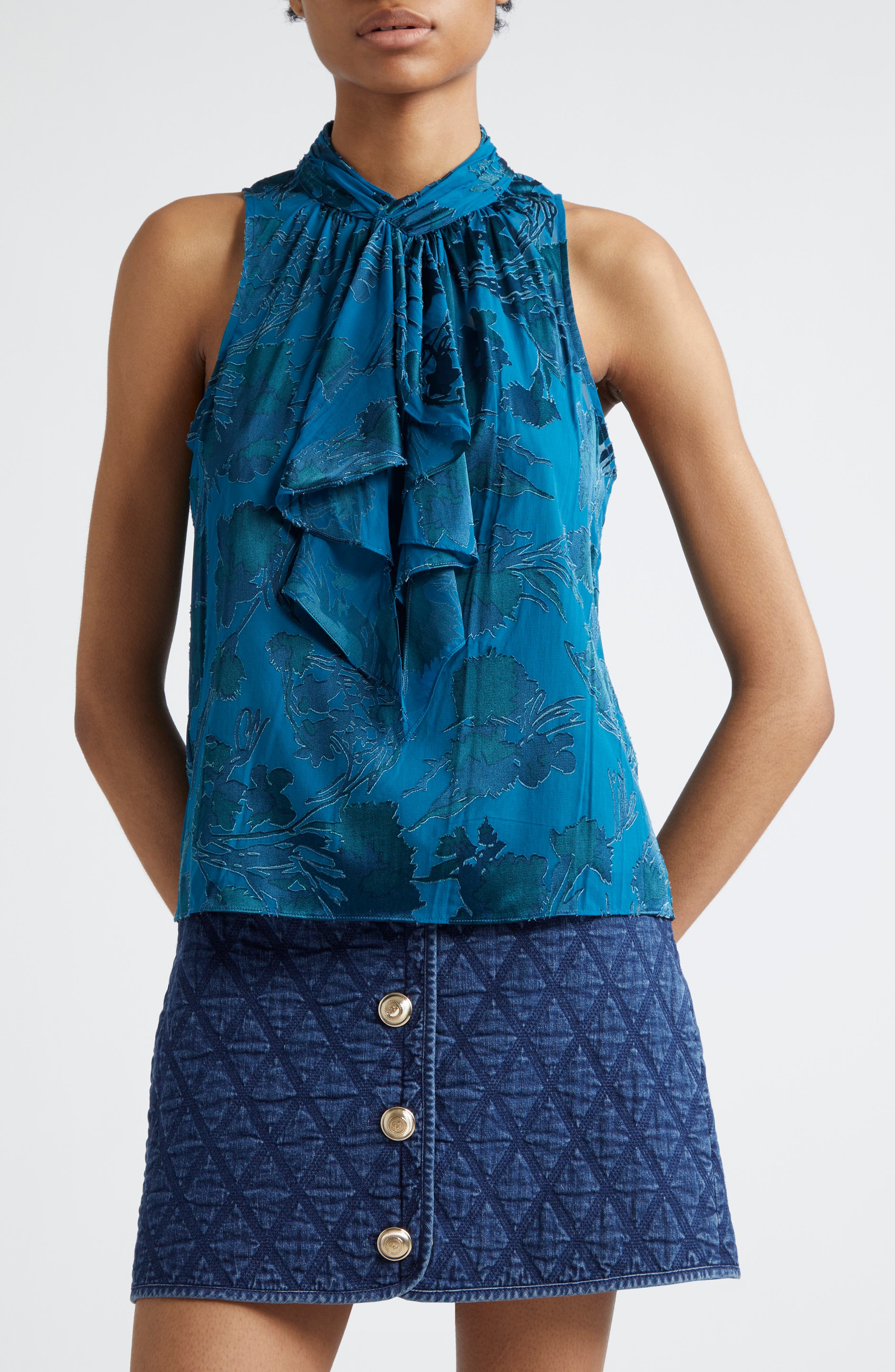 Cinq à Sept Keoni Floral Satin Burnout Top