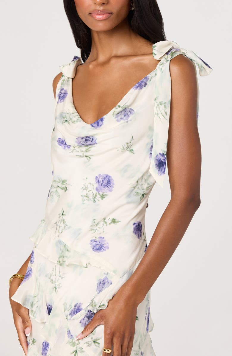 ASTR the Label Fen Floral Print Midi Dress, Alternate, color, Off White Purple Floral