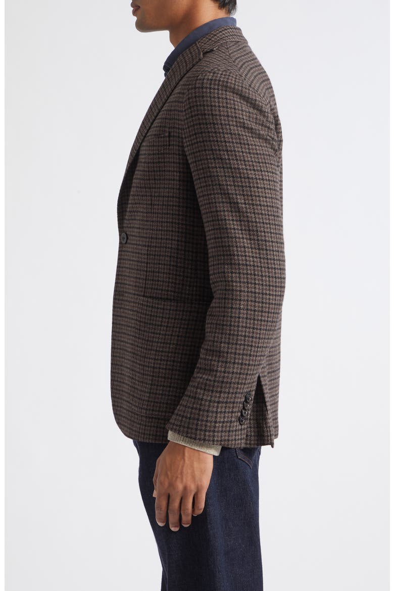K Houndstooth Plaid Wool & Cashmere Double Cloth Sport Coat, Alternate, color, BLACK BROWN