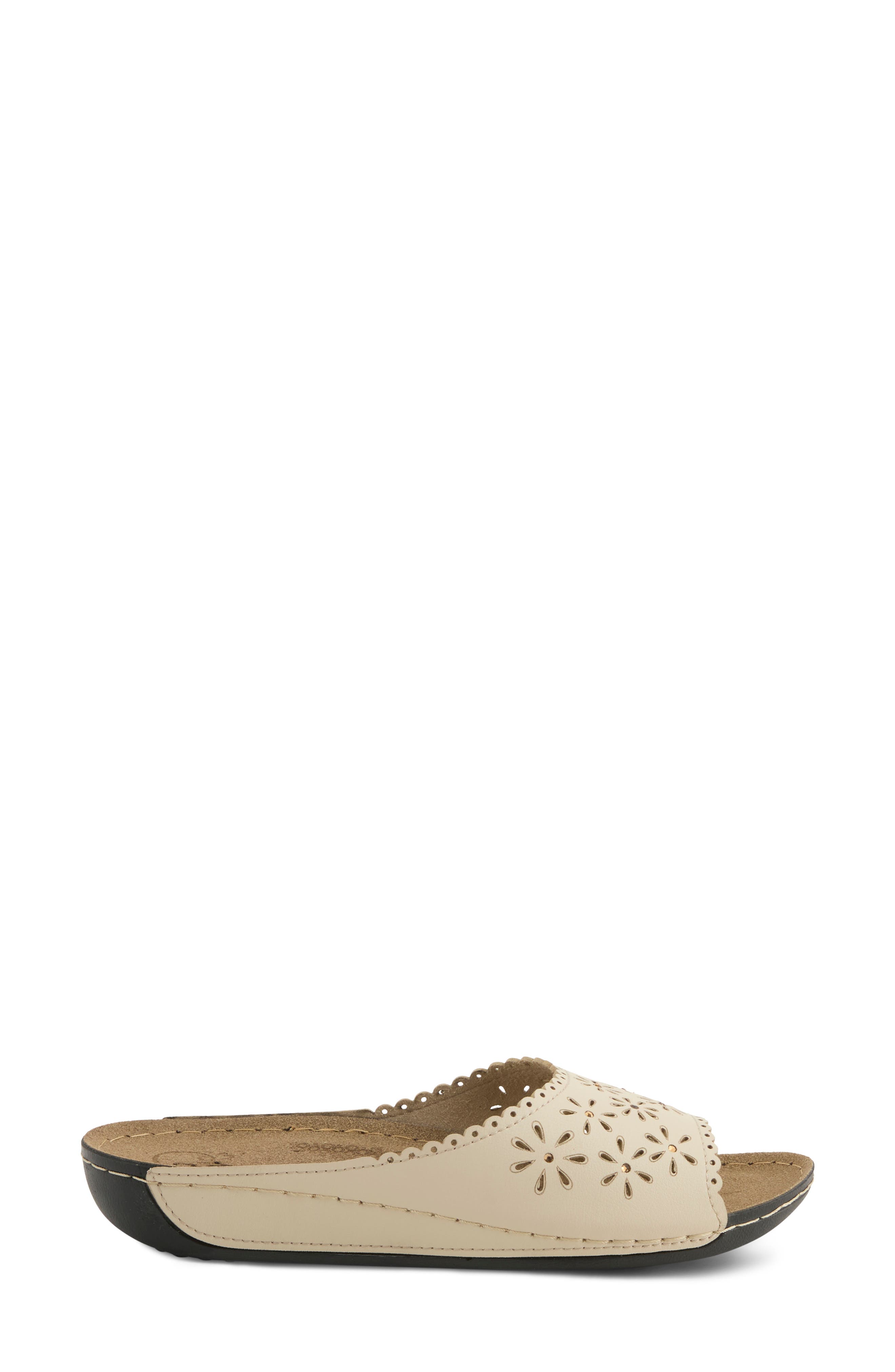 Rhinestone Lasercut Slide Sandal, Alternate, color, BEIGE