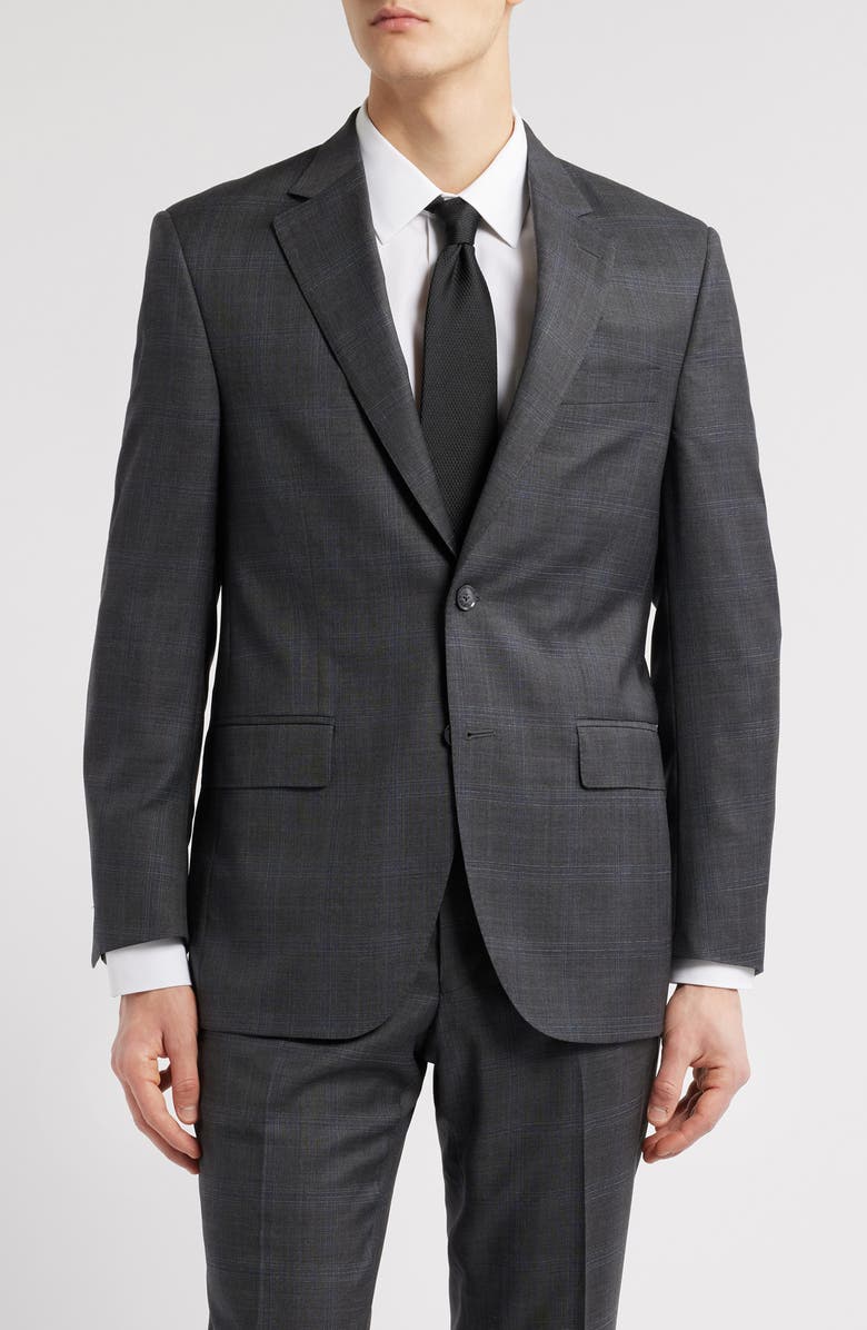 Peter Millar Flynn Classic Fit Grey Glen Plaid Wool Suit, Alternate, color, Charcoal