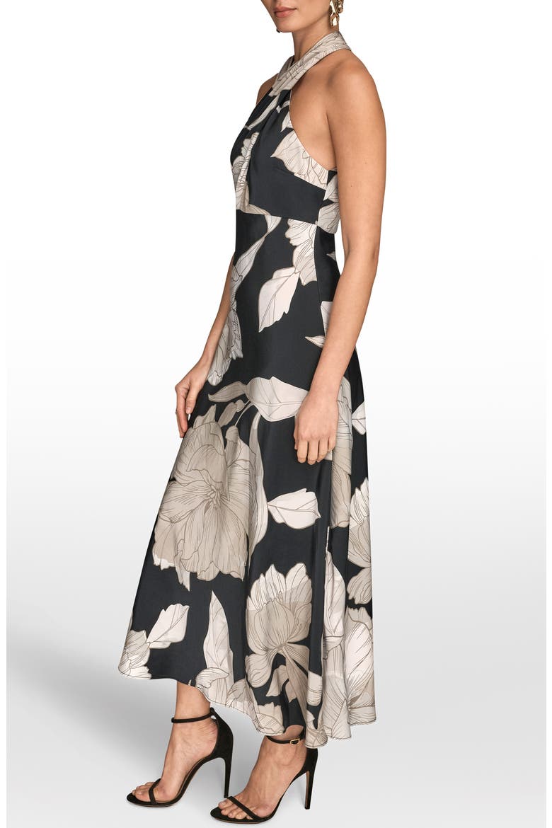 donna karan halter neck a line cocktail dress New York Floral Print (Women) Halter midi