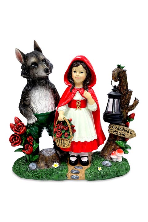 Little Red Riding Hood Solar Lantern Garden Figurine