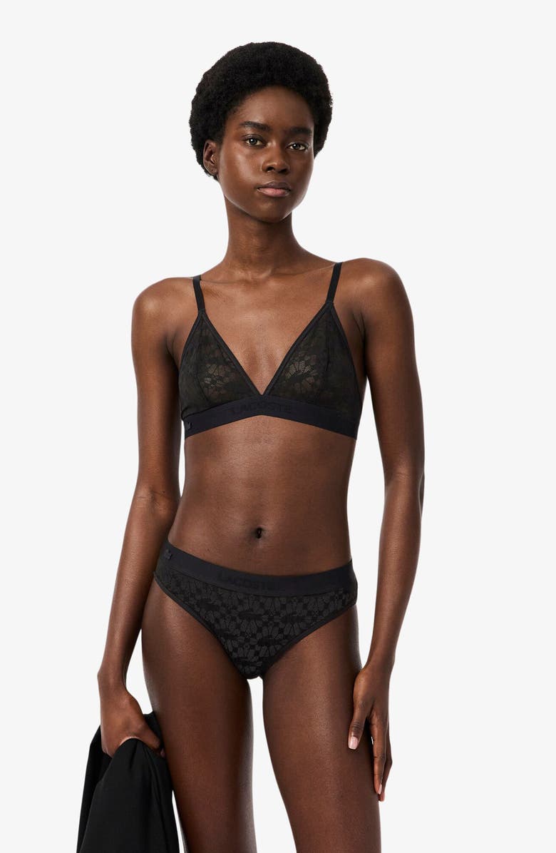 Lacoste Lace Bikini Briefs, Alternate, color, Black