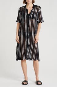 NORDSTROM RACK Open Knit Button-Up Cover-Up Dress