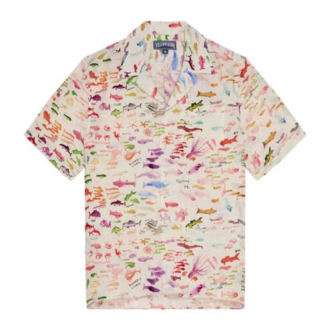 Men Linen Bowling Shirt Pescador - VBQ x Fabrice Hyber