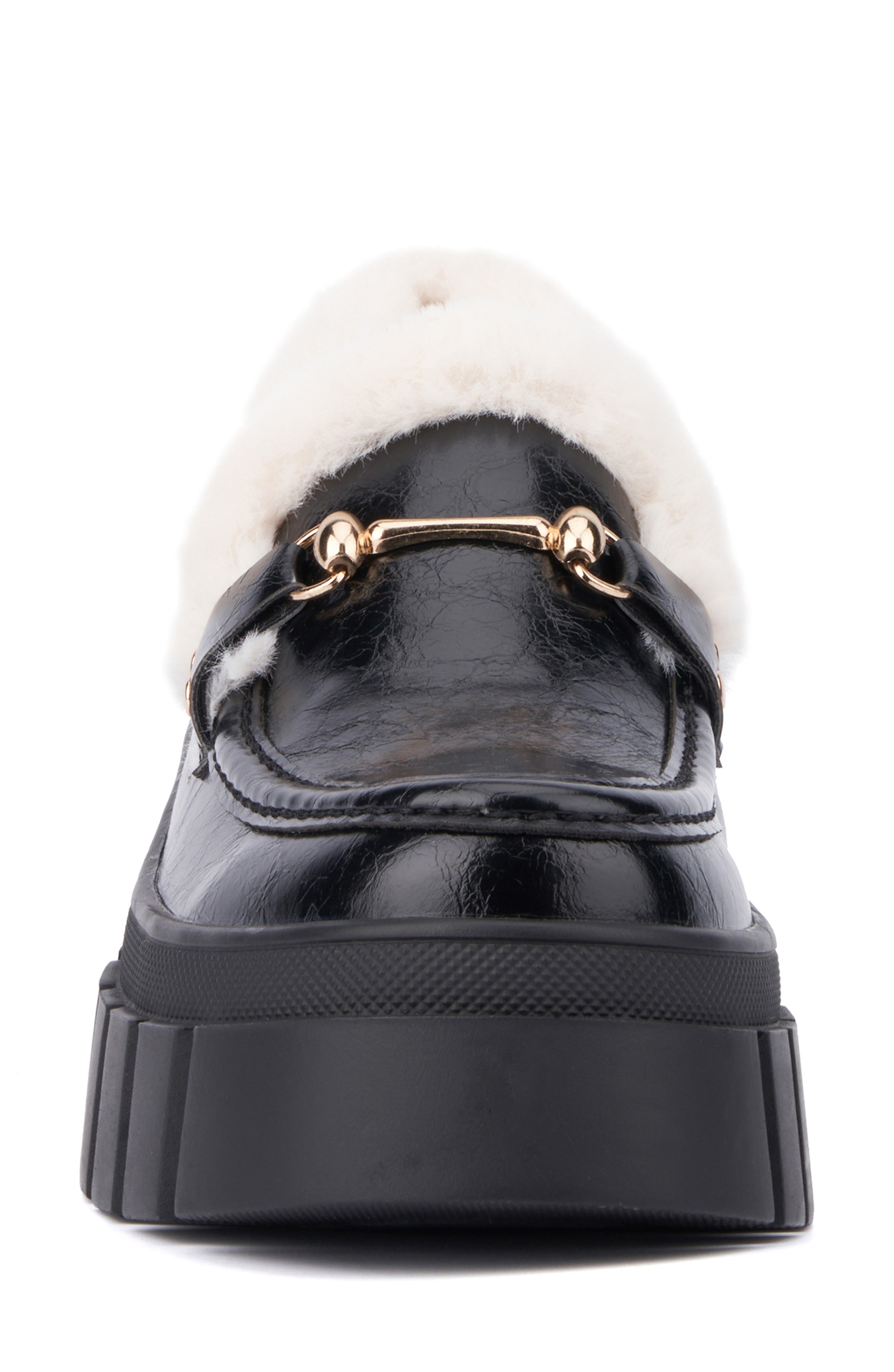 NEW YORK AND COMPANY Seraphina Faux Fur Trim Lug Sole Platform Loafer, Alternate, color, 