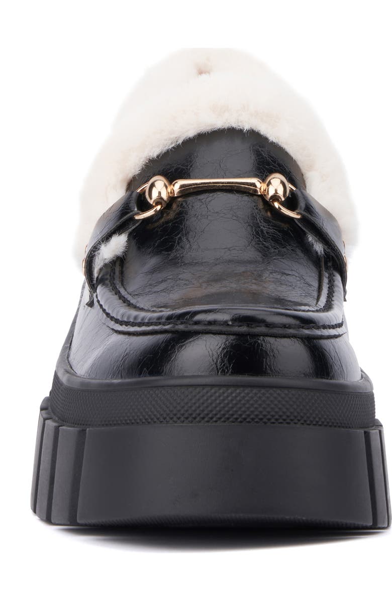 NEW YORK AND COMPANY Seraphina Faux Fur Trim Lug Sole Platform Loafer, Alternate, color,