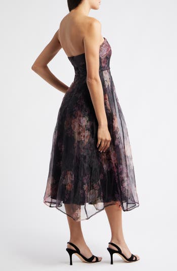 Lulus Elena Strapless Organza Midi Dress Nordstrom