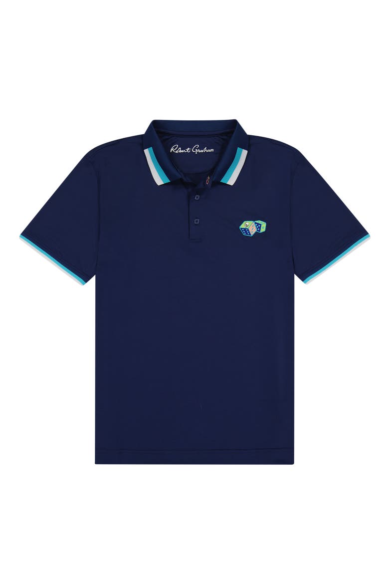 Skull Dice Embroidered Polo, Alternate, color, NAVY