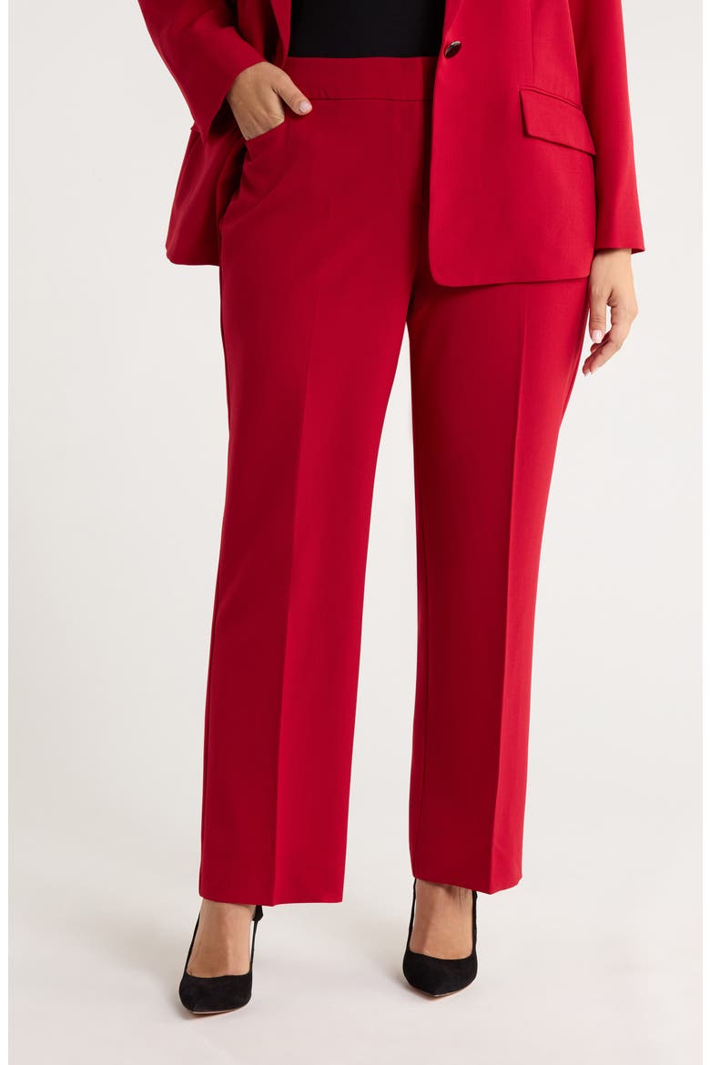 Flat Front Slim Pants, Main, color, FIRE RED