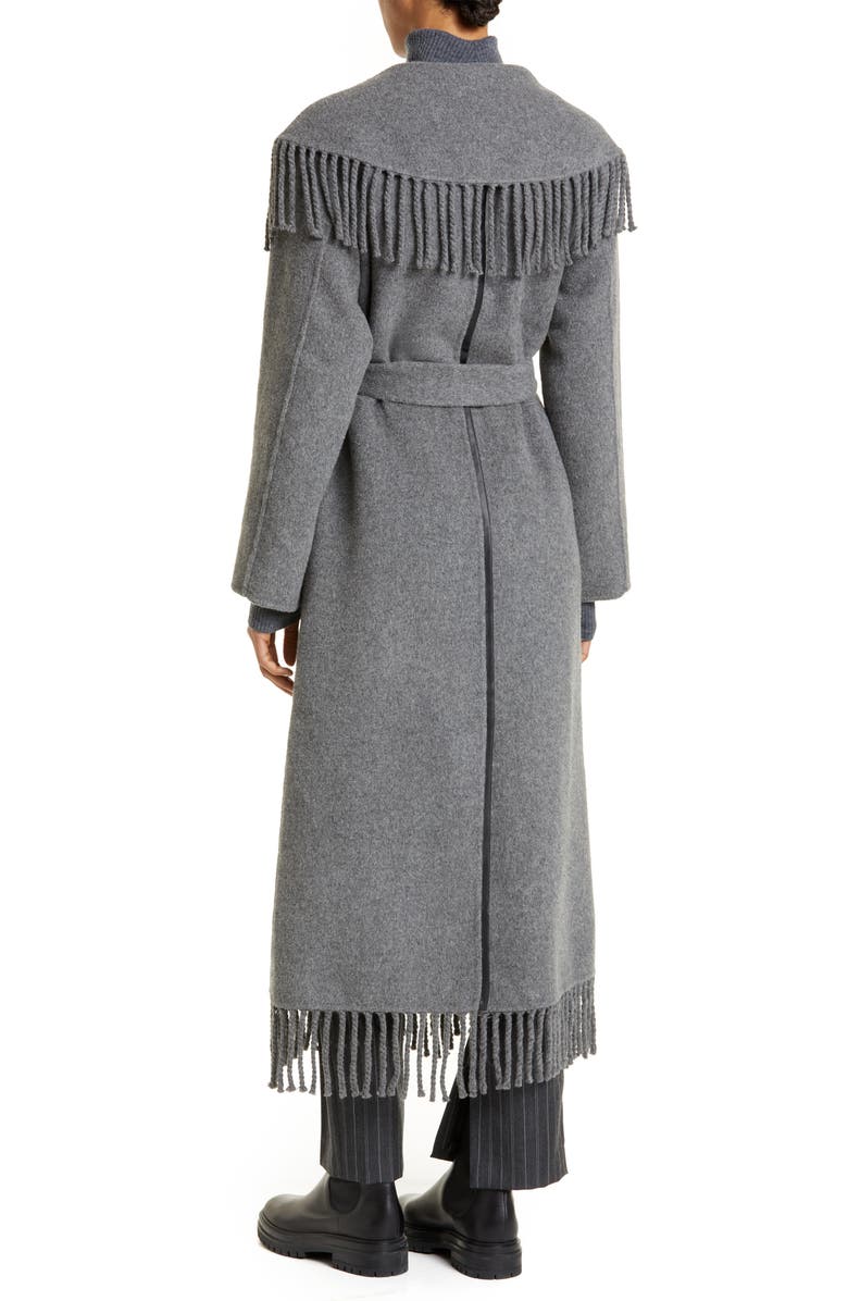 Simkhai Carrie Fringe Wool Blend Robe Coat, Alternate, color, 