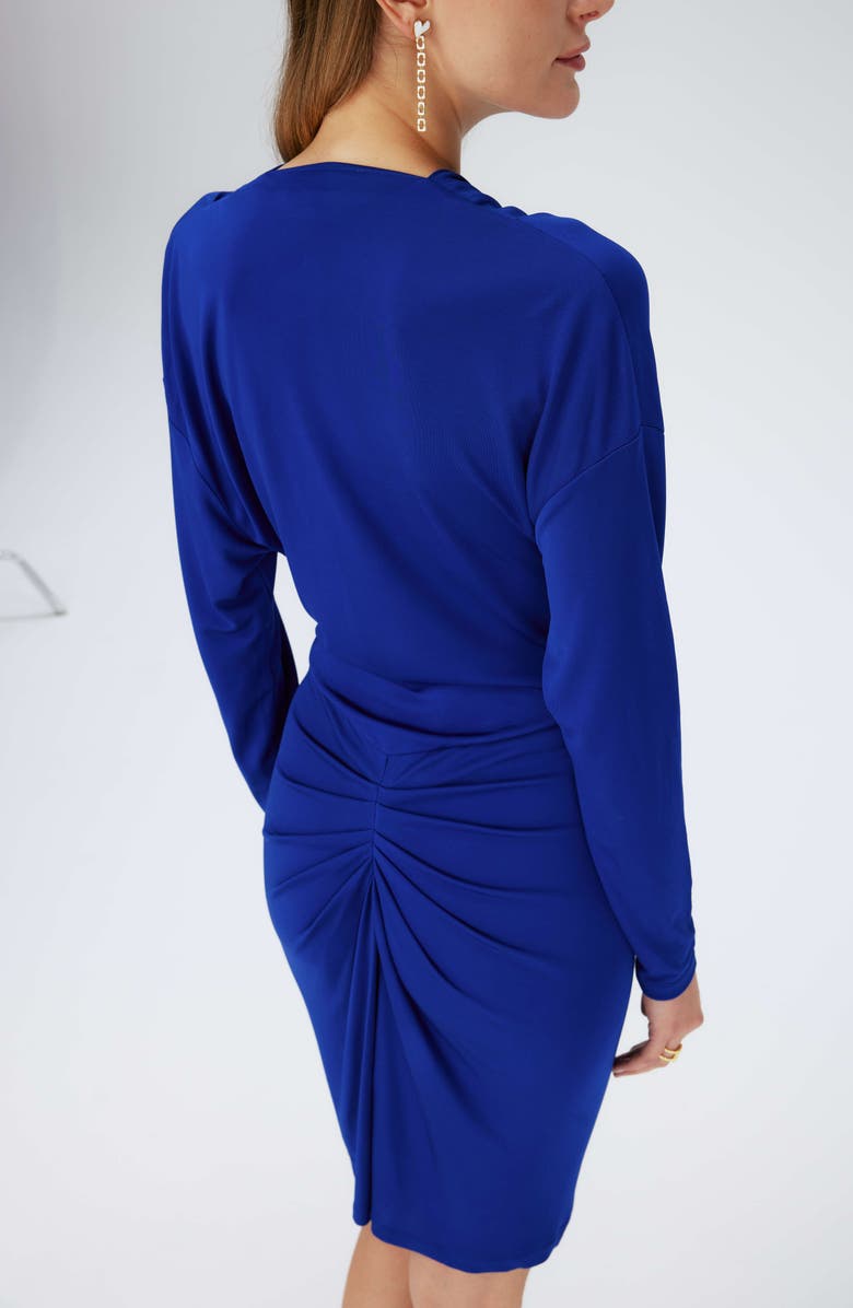 Diane von Furstenberg Joanie Cowl Neck Long Sleeve Dress, Alternate, color, Royal Blue