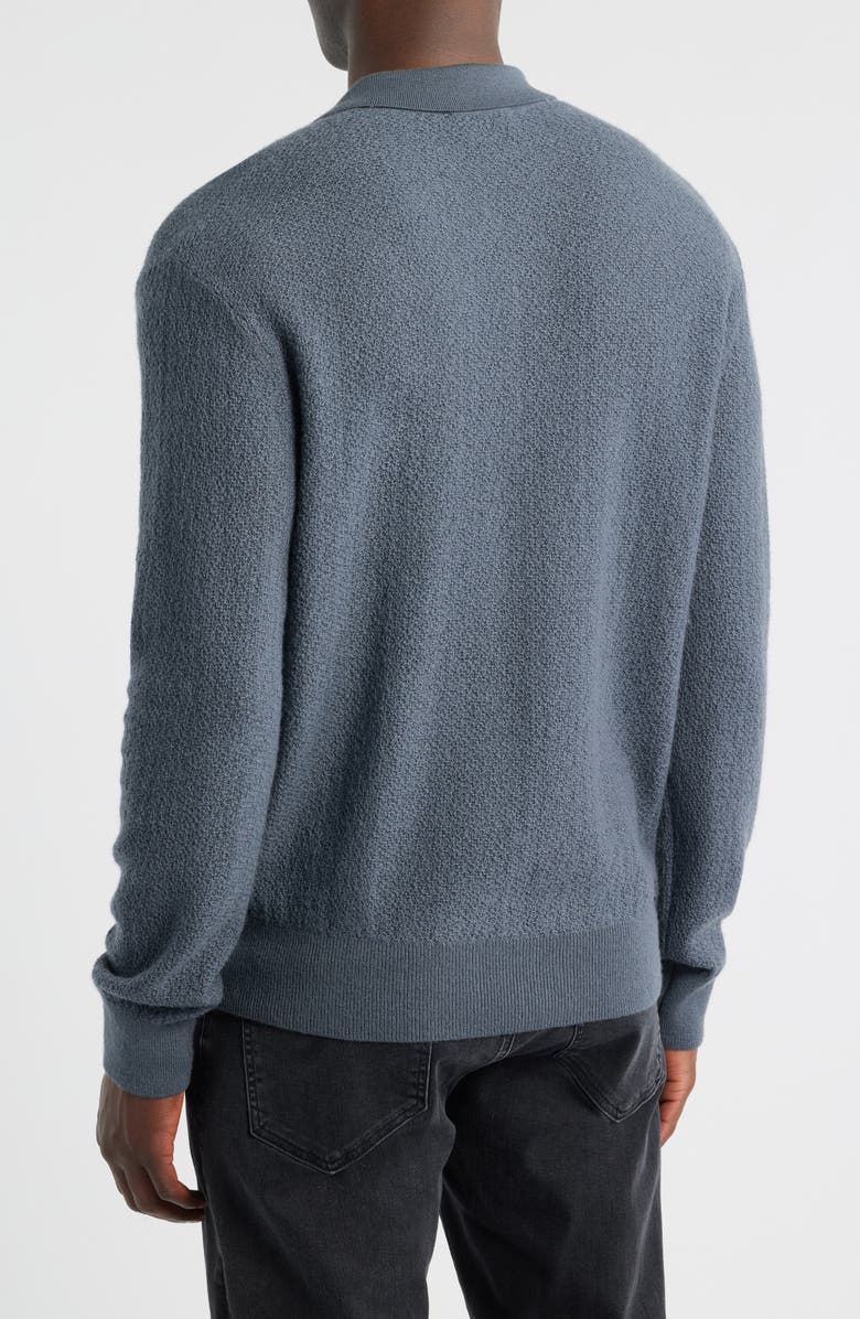 FRAME Long Sleeve Wool Polo Sweater, Alternate, color, Blue Grey