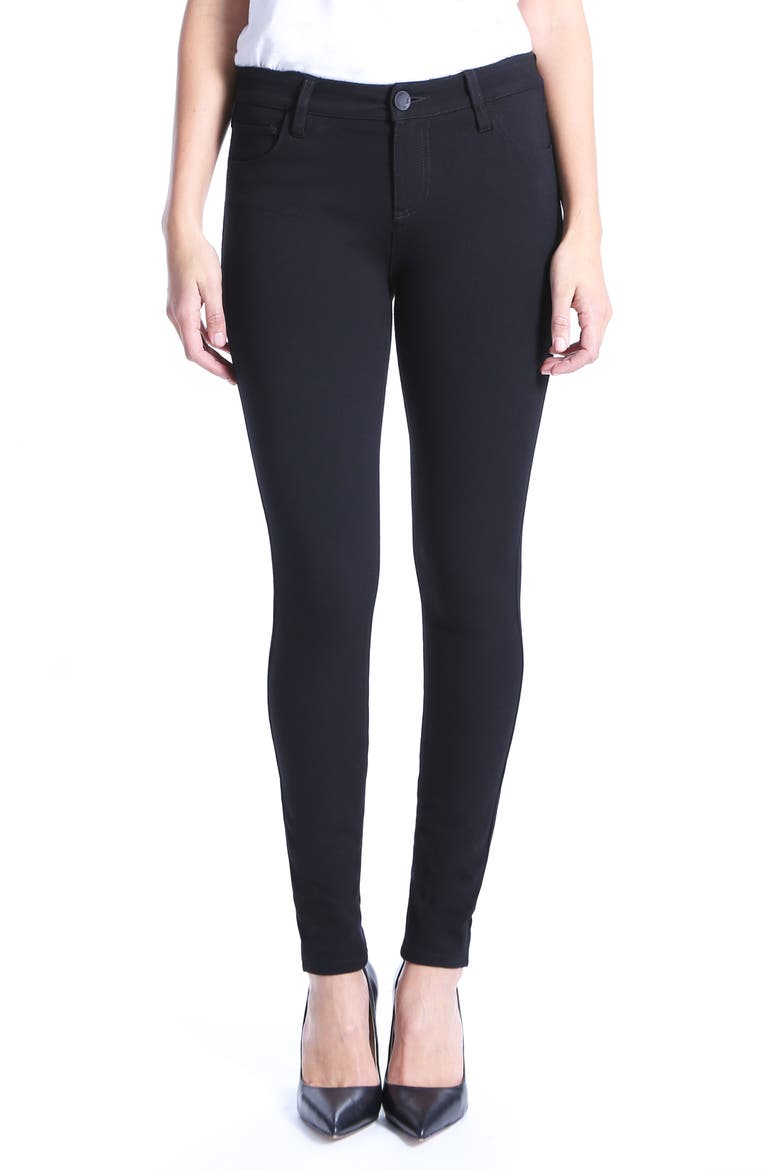 'Mia' Stretch Knit Five-Pocket Skinny Pants, Alternate, color, BLACK JM