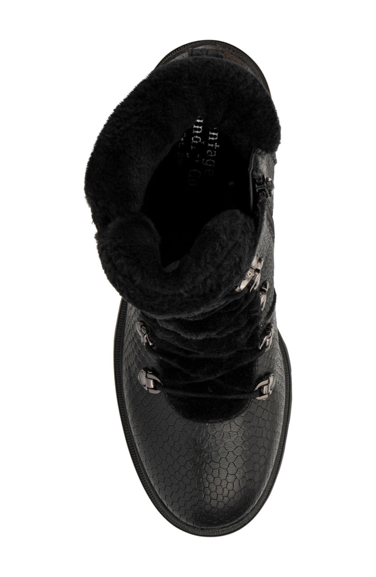 VINTAGE FOUNDRY Regina Faux Fur Trimmed Snake Embossed Boot, Alternate, color, Black