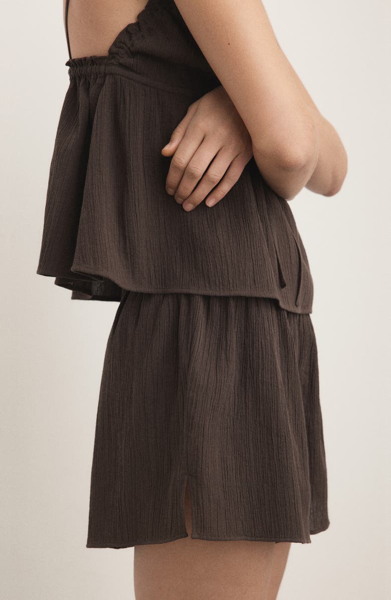 MANGO Flowy Cotton Gauze Shorts, Alternate, color, Chocolate