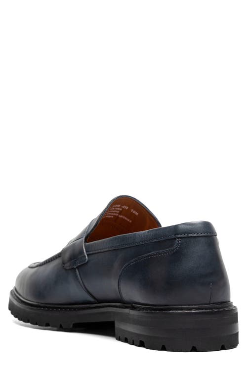 Stacy Adams Hazleton Apron Toe Lugged Penny Loafer In Blue